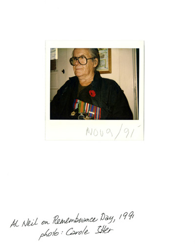 Al Neil on Remembrance Day, 1991, photo Carole Itter